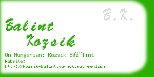 balint kozsik business card